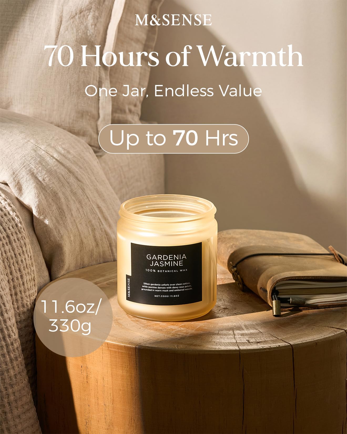 Gardenia Jasmine Scented Candles for Home (11.6 Ounce)