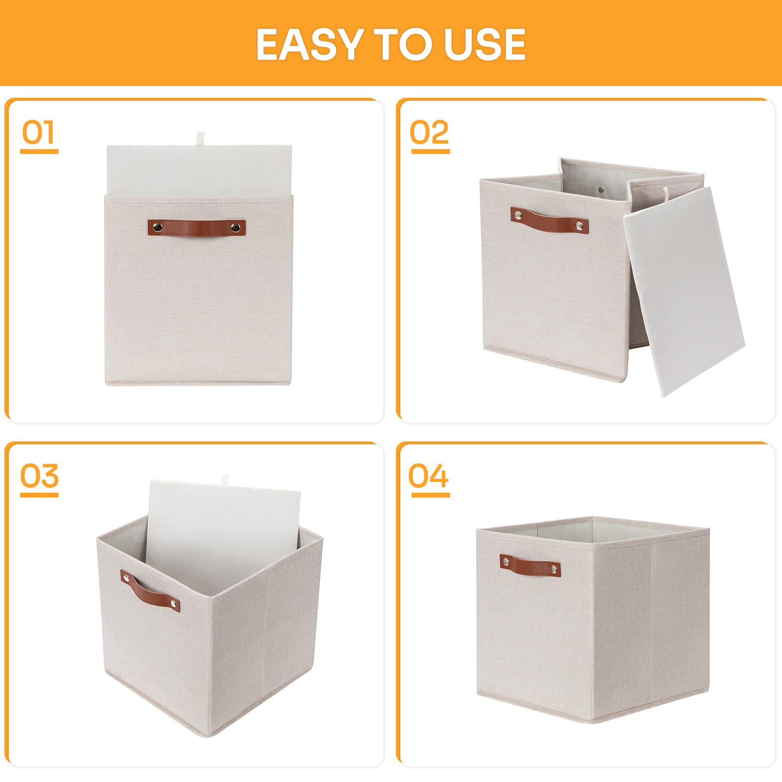 12inch Cube Storage Baskets for Shelves Closet Storage (4 Count)