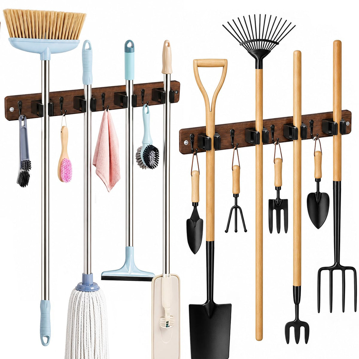 2 Pack Broom Holder Wall Mount (2 Count)