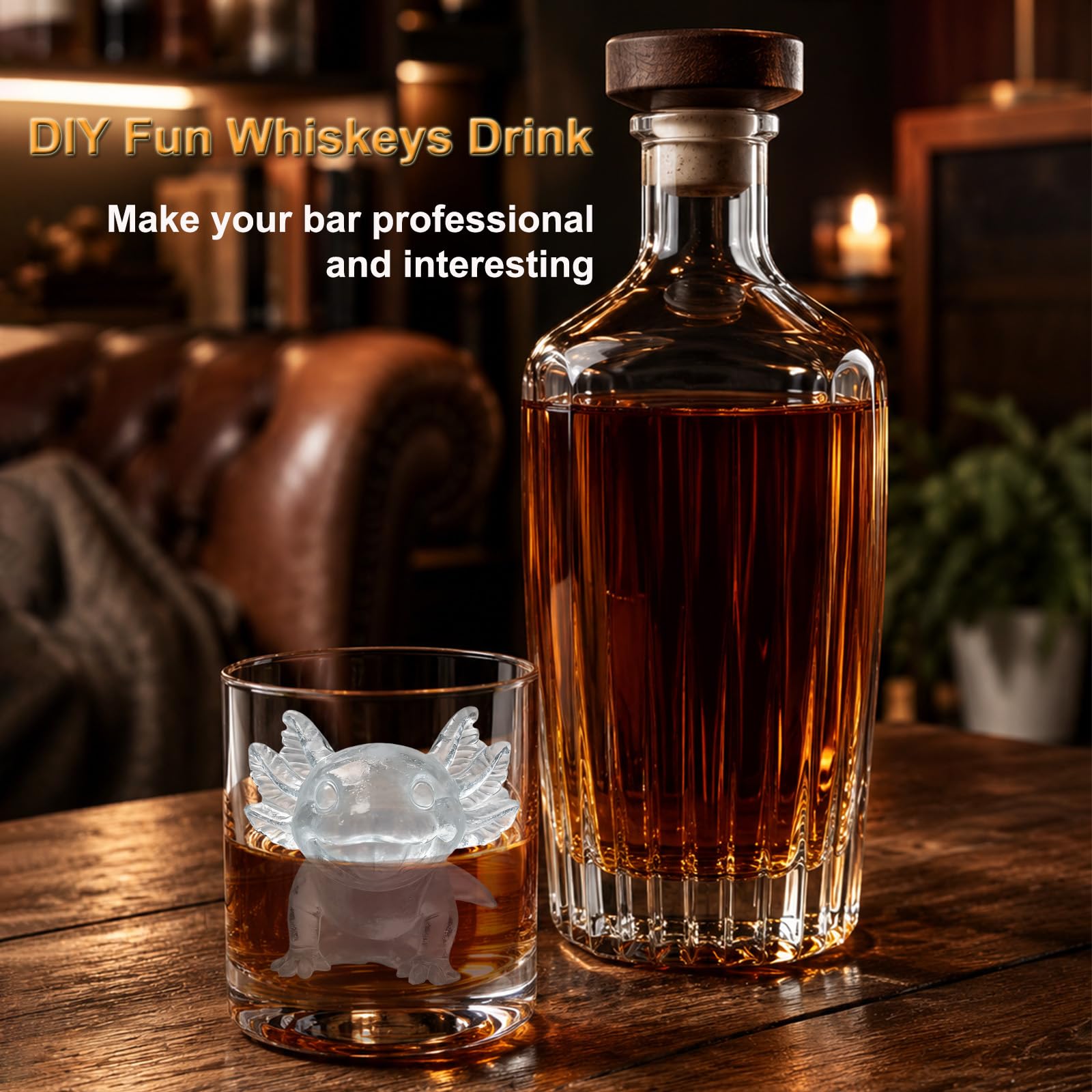 3D Axolotl Ice Cube Silicone Molds Tray for Whiskey (2 Count)