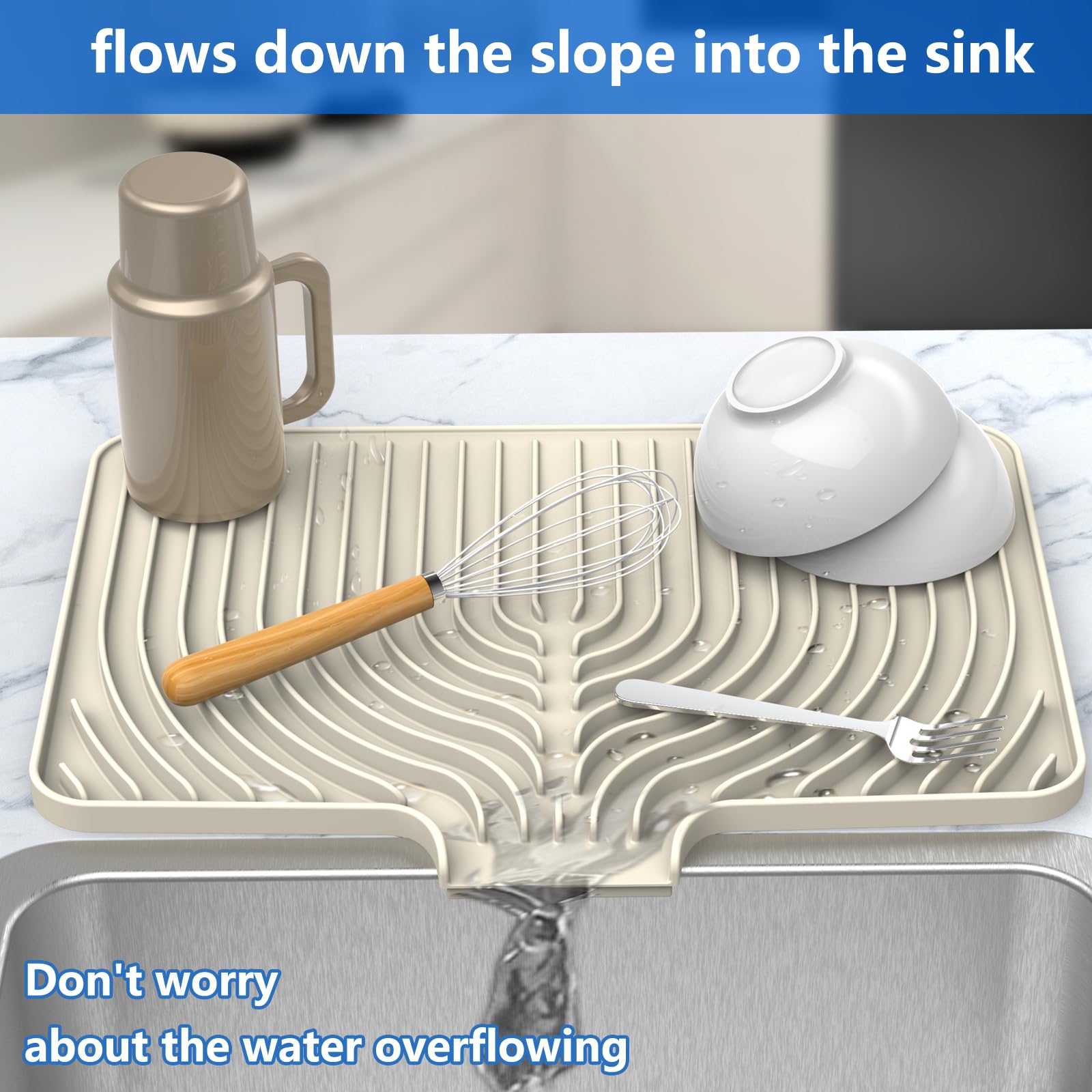 Dish drying mats for kitchen counter