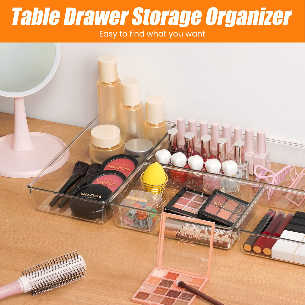 18 Pcs Large Size Clear Drawer Organizer Set (18 Count)