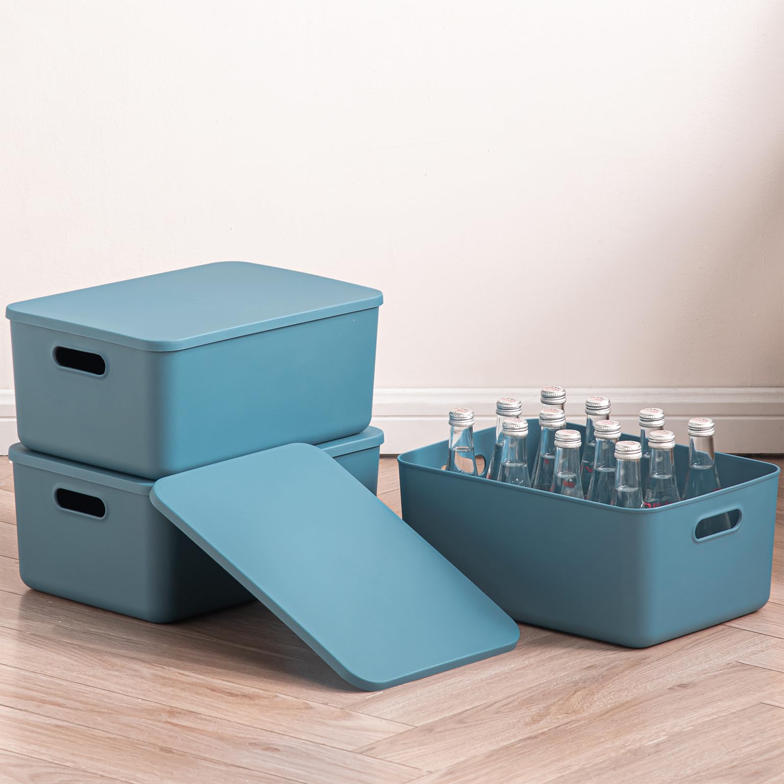 Plastic Storage Bins with lids (3 Count)