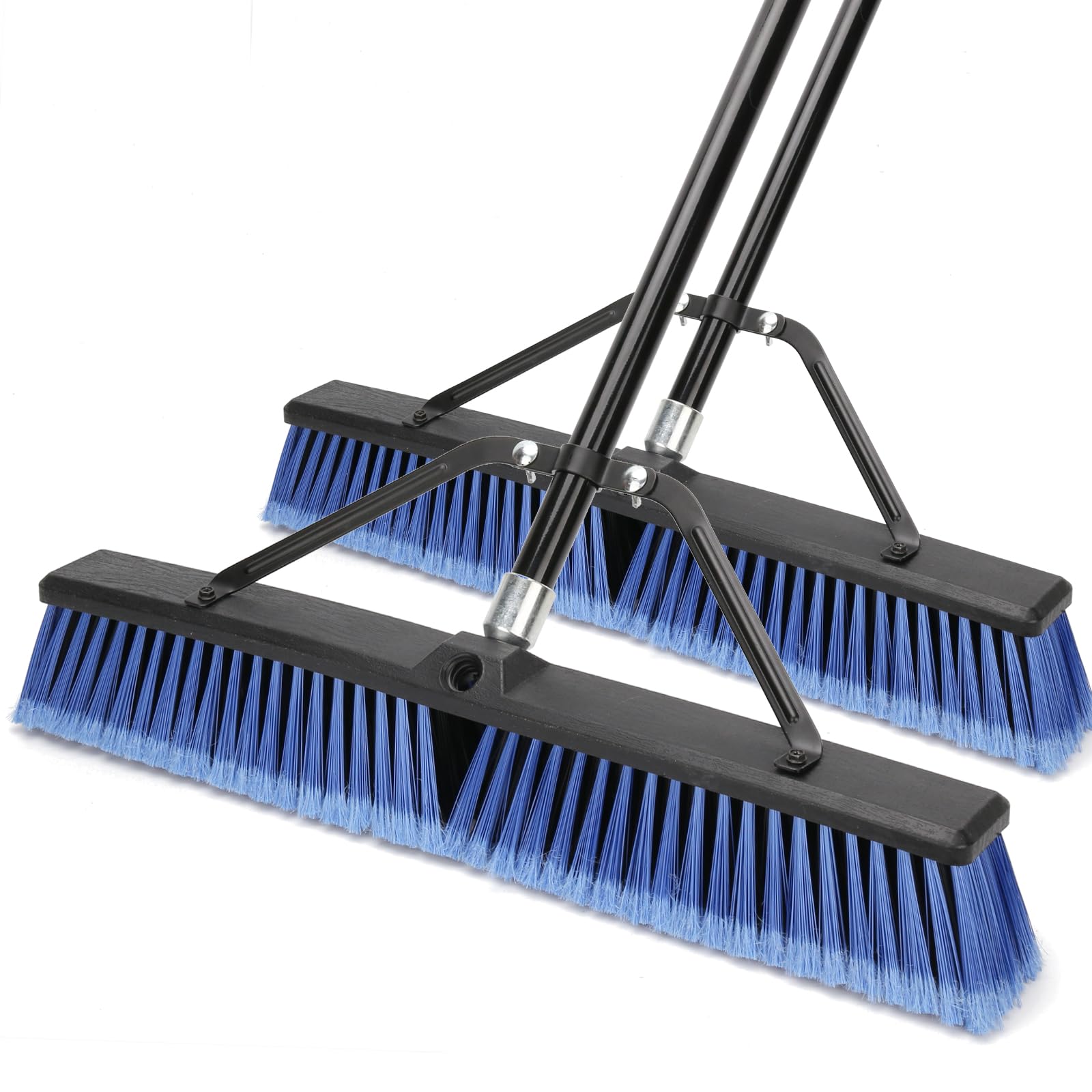 24 inches Push Broom Outdoor for Deck Driveway Garage Yard Patio Concrete Floor Cleaning (2 Count)