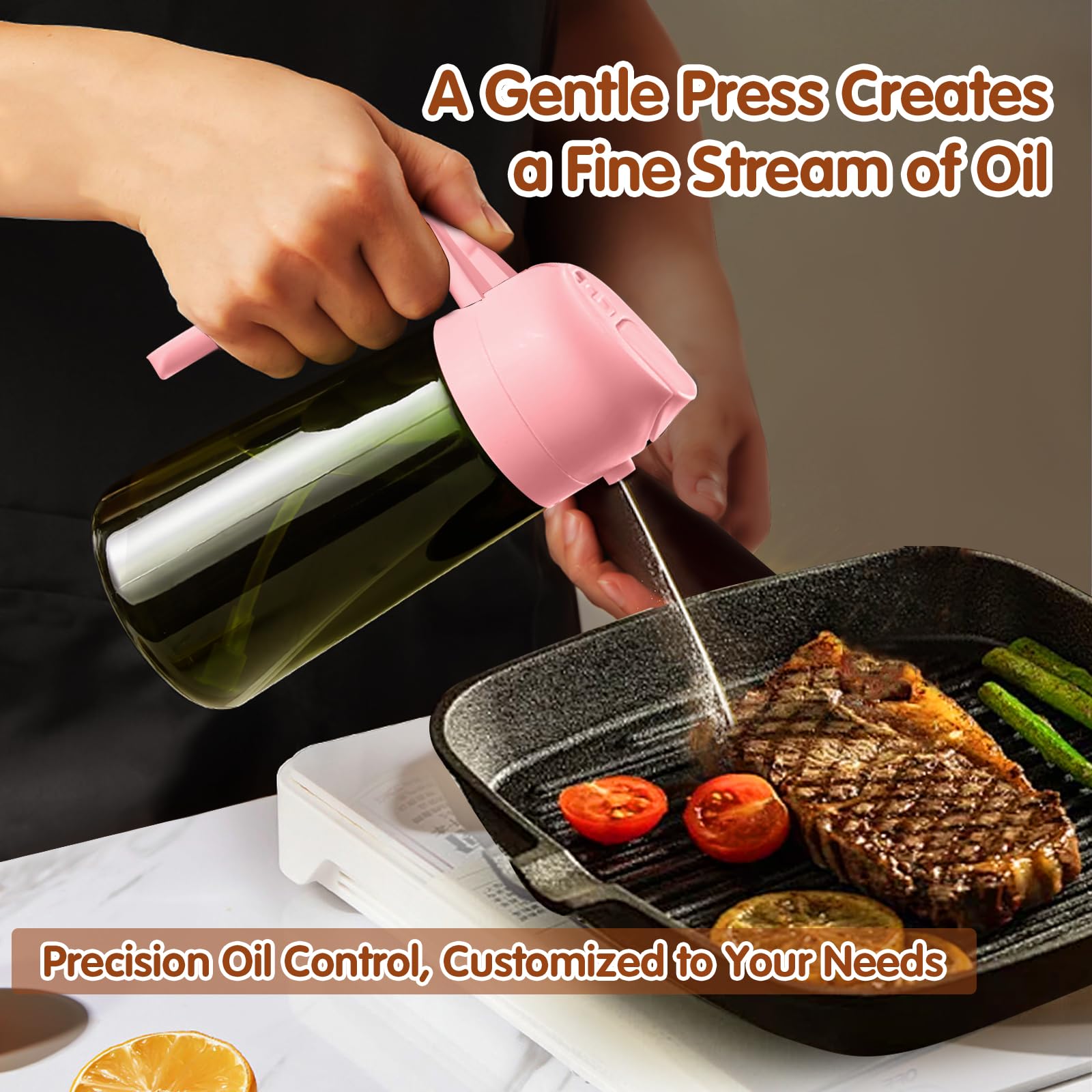 2Pcs 16oz 470ml Dark Green Oil Sprayer for Cooking with Stickers