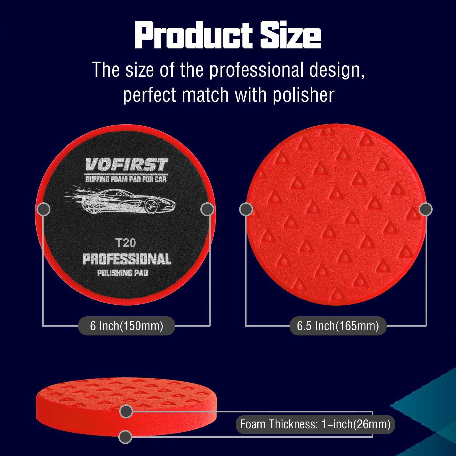 3 Pcs 6.5 Inch Red Foam Polishing Pad (3 Count)