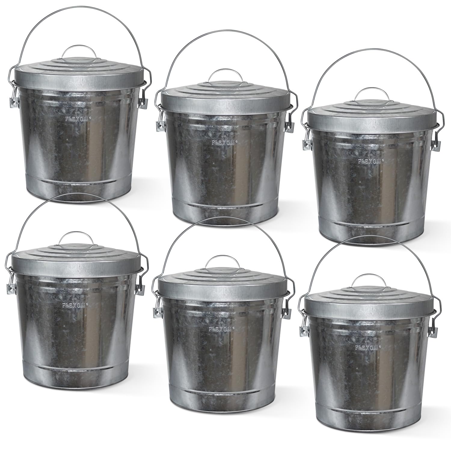 6 Gallon Outdoor Trash Can with Lid Galvanized Metal Bucket with Locking Lid for Poultry Feed Bird Seed Storage Ash Small Garbage Can