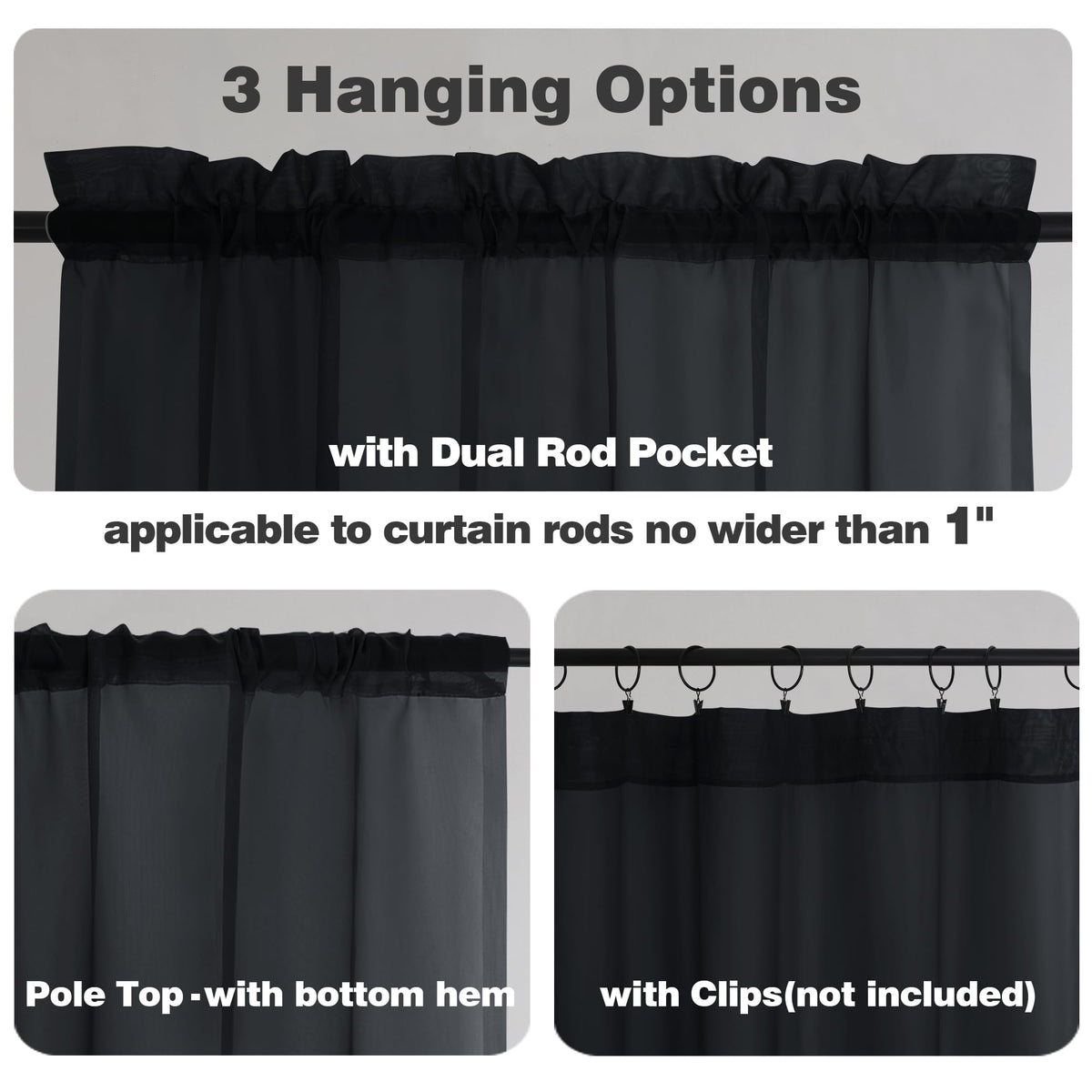 Sheer Curtains 63 Inch Length 2 Panels
