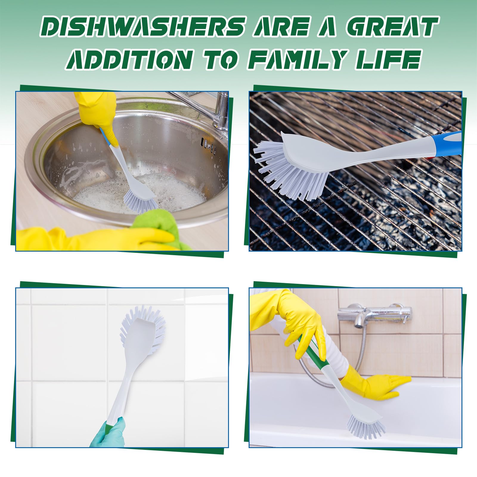 20 Pcs Blue and Green Kitchen Scrub Dish Brush Bulk with 11 Inch Anti Slip Handle Cleaning Dish Scrubber with Stiff Bristles Washing Scrub Brushes for Housekeeping for Pots and Pans (20 Count)