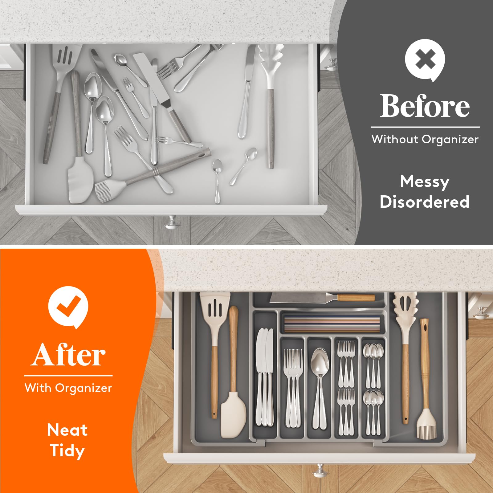 Utensil Organizer for Kitchen Drawer