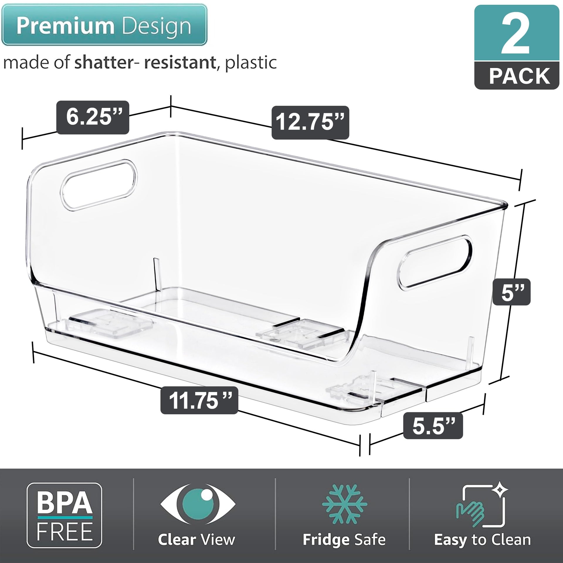 Stackable Storage Bins Open Front (2 Count)