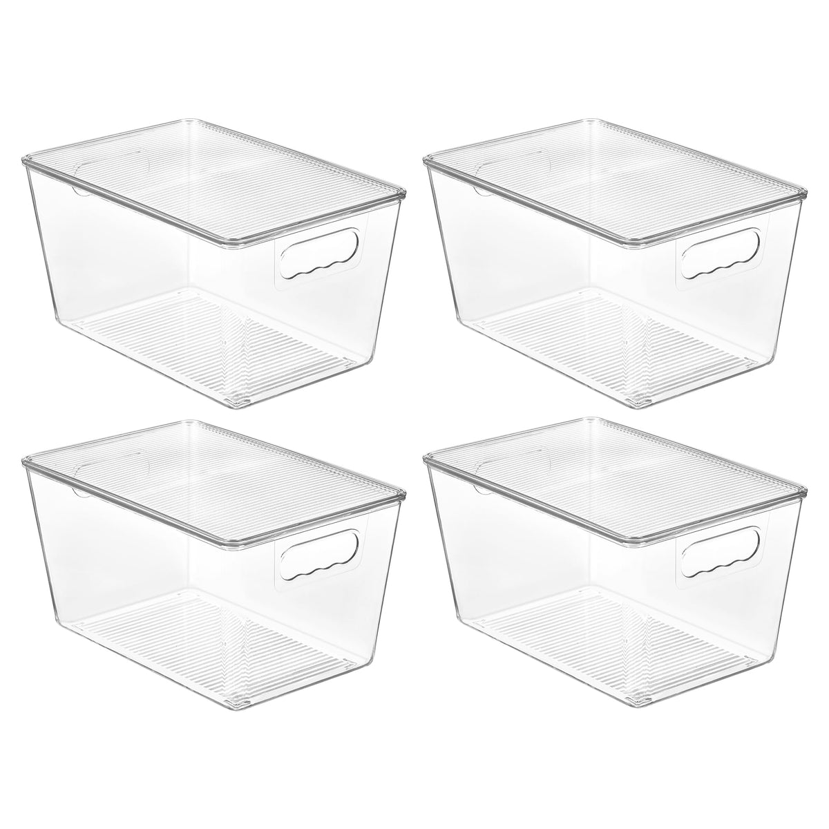 4 Pack Clear Stackable Storage Bins with Lids and Handles (4 Count)