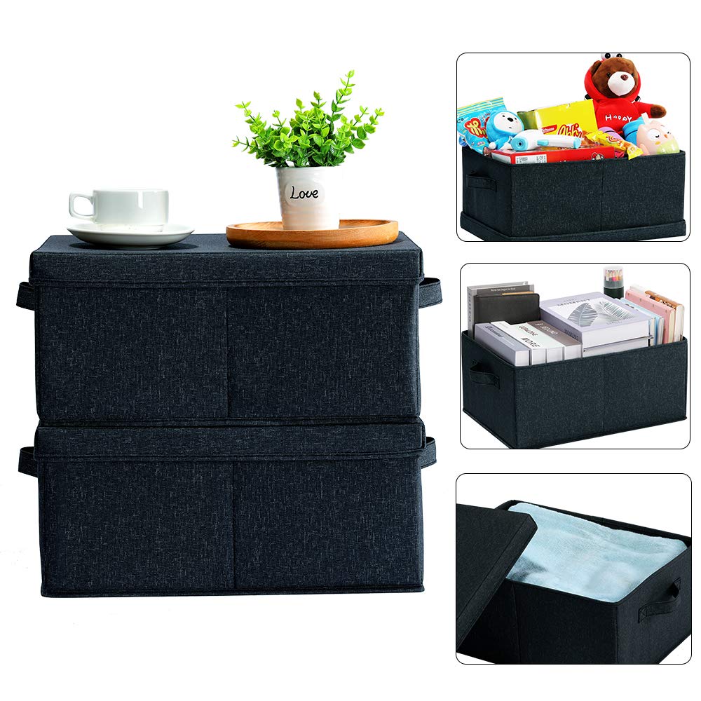 Linen Foldable Storage Bins with Lids (2 Count)