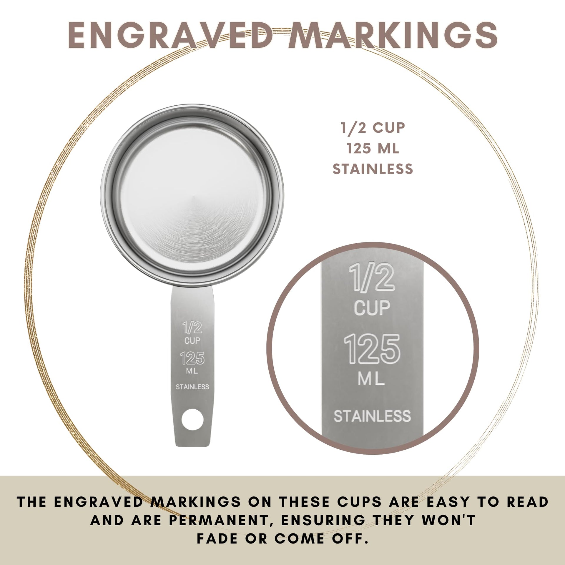 1 2 Cup Stainless Steel Measuring Cup (12 Count)