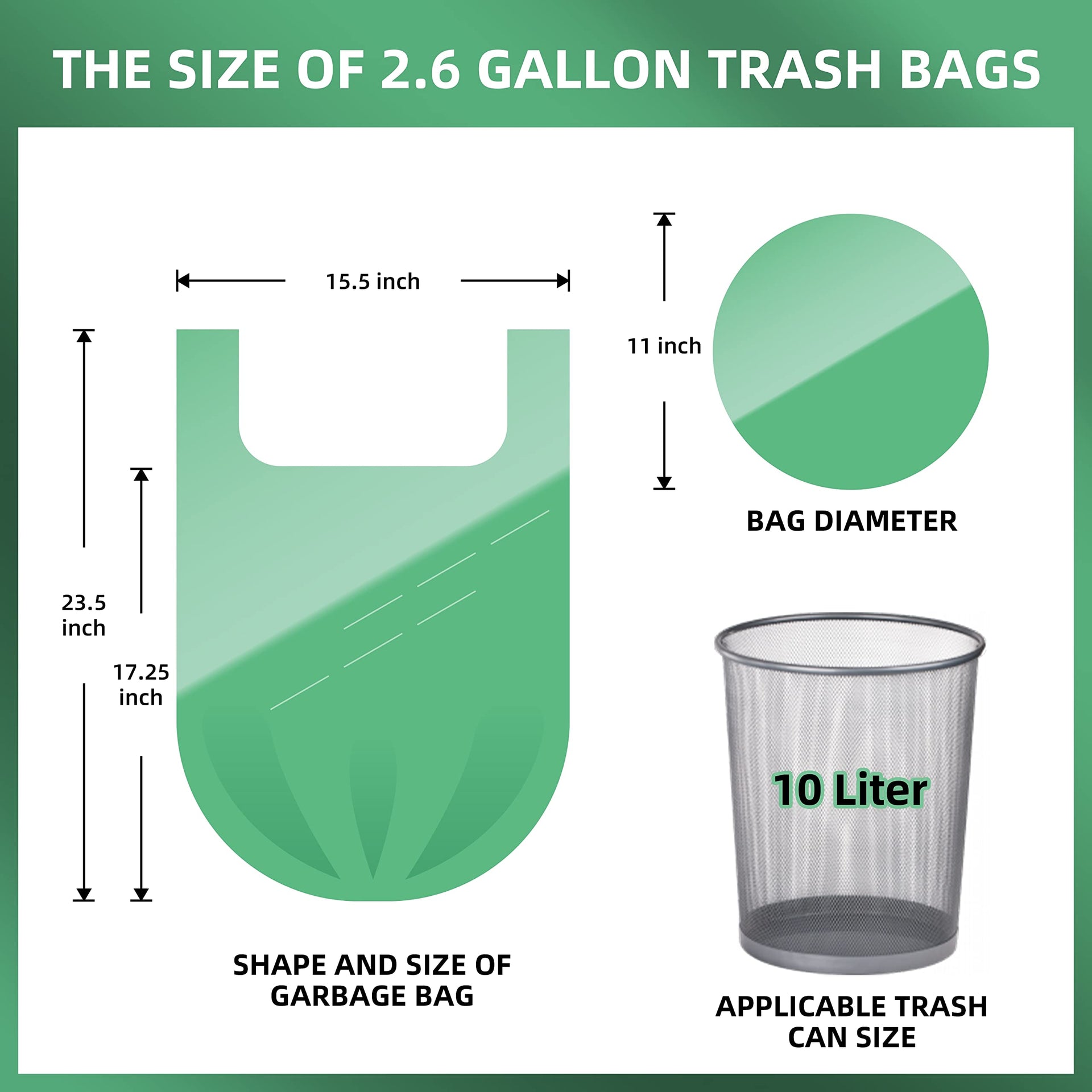 2.6 Gallon Trash Bag 150 Count