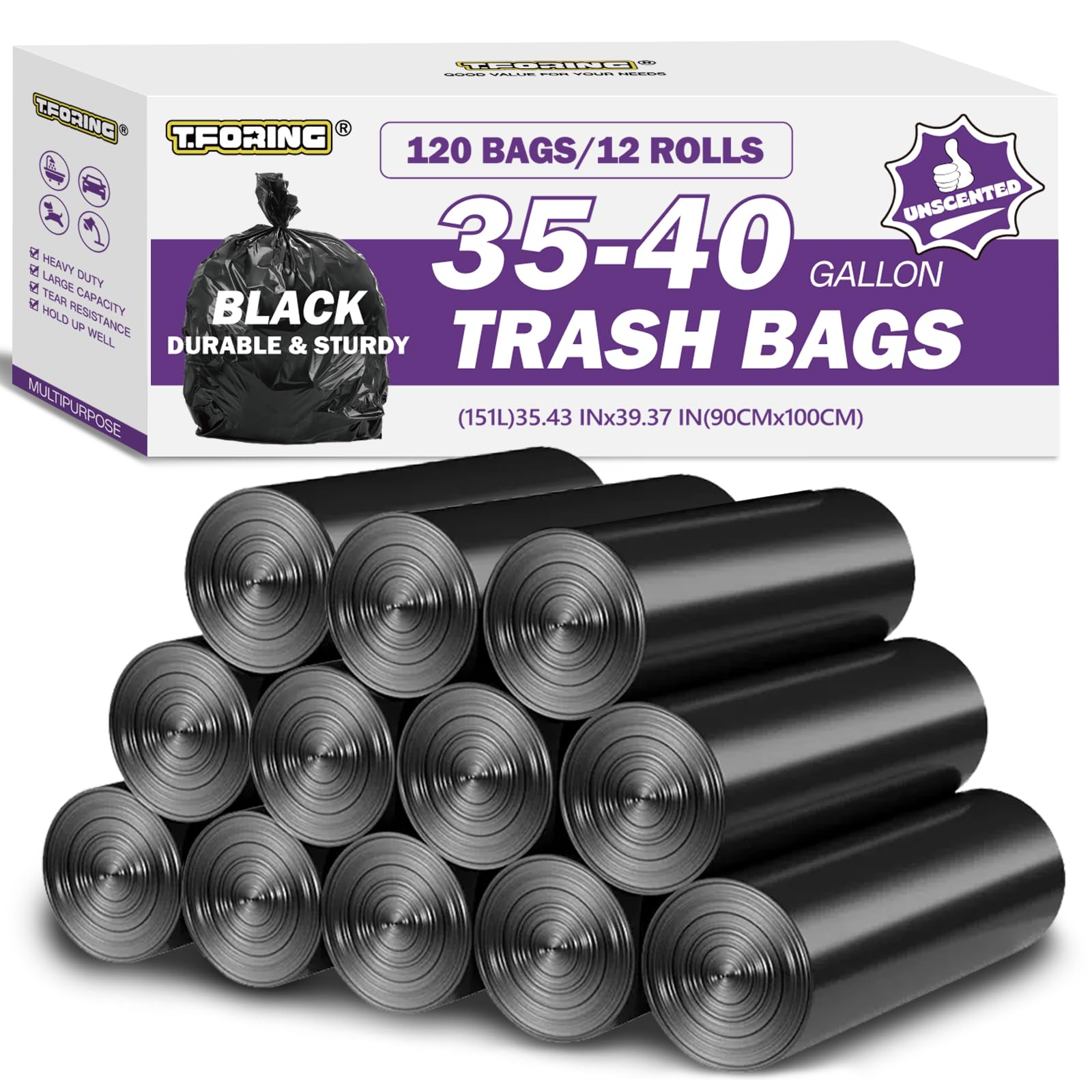35 40 Gallon Trash Bags Unscented (120 Count)