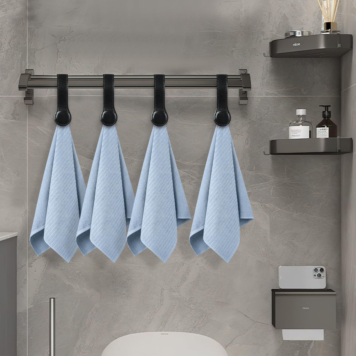4 PCS Genuine Leather Towel Clips for Kitchen (4 Count)