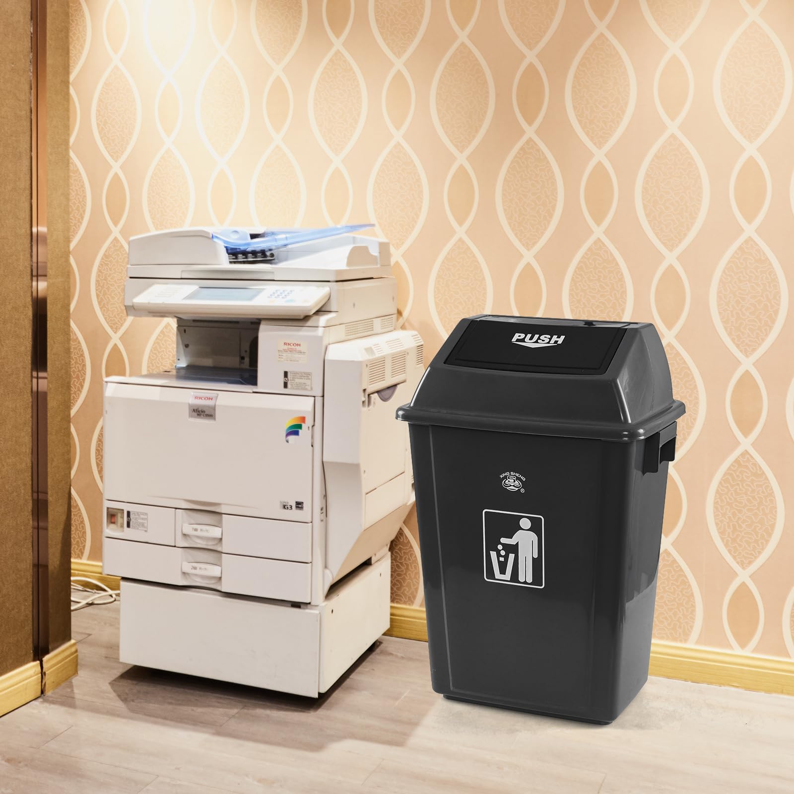 4 Pack 13 Gallon Plastic Swing Top Kitchen Trash Can (4 Count)