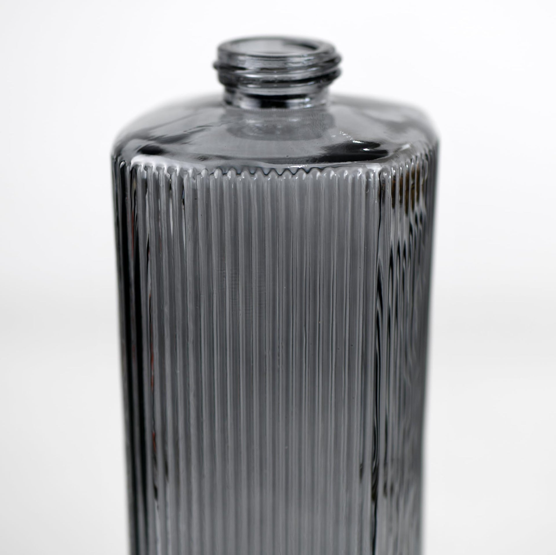 12 oz Glass Soap Dispenser with Vertical Stripe with Black Plastic Rustproof Pump