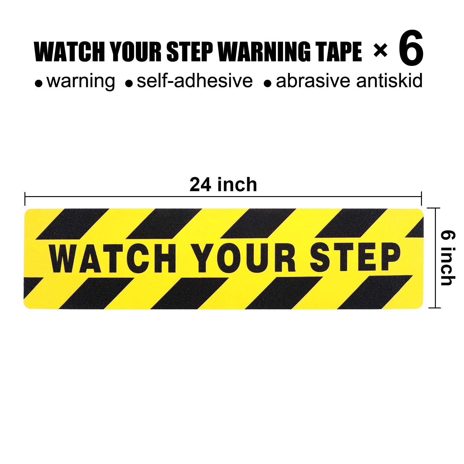 6 Pieces Watch Your Step Floor Stickers Anti Slip Abrasive Safety