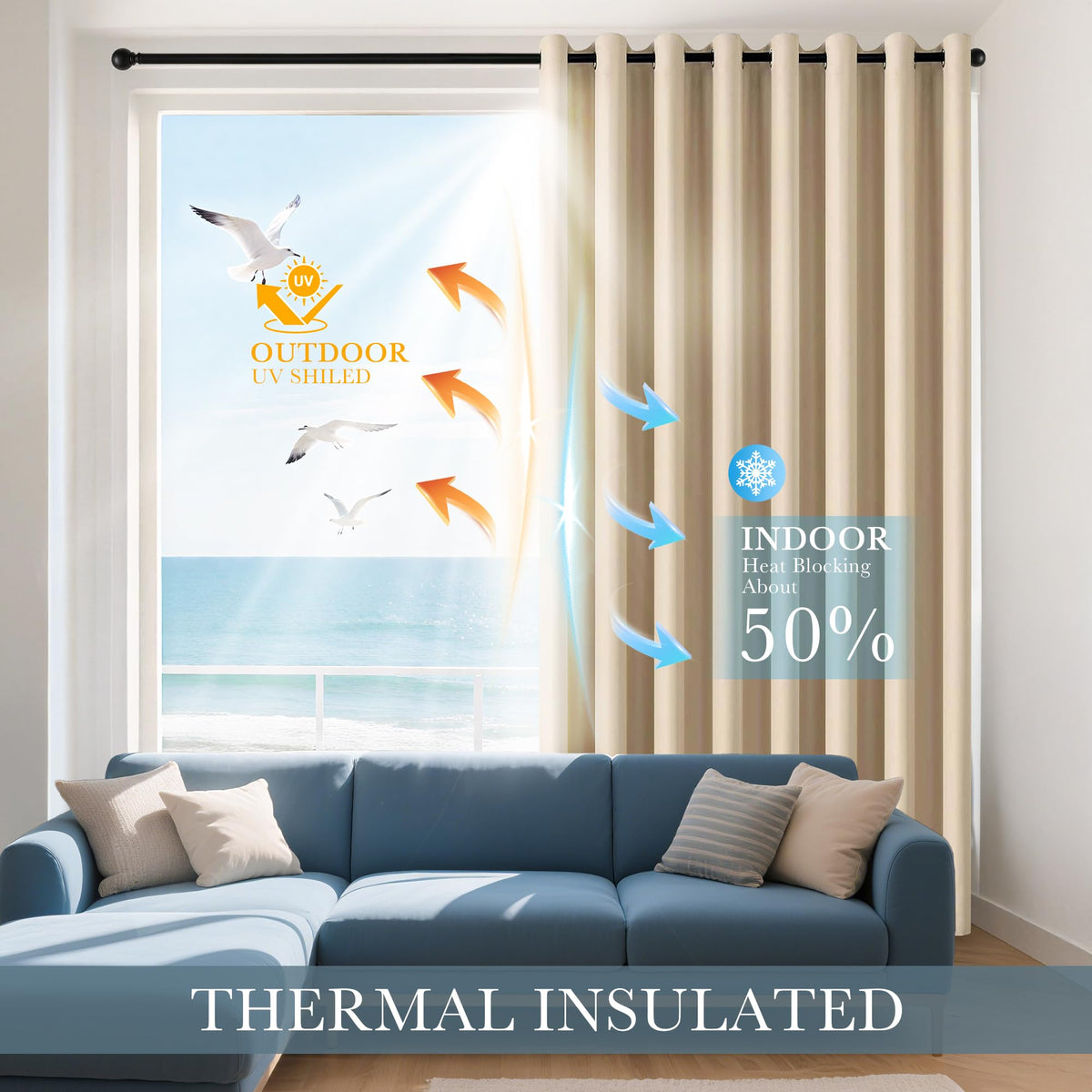 Beige Window Curtains (2 Count)