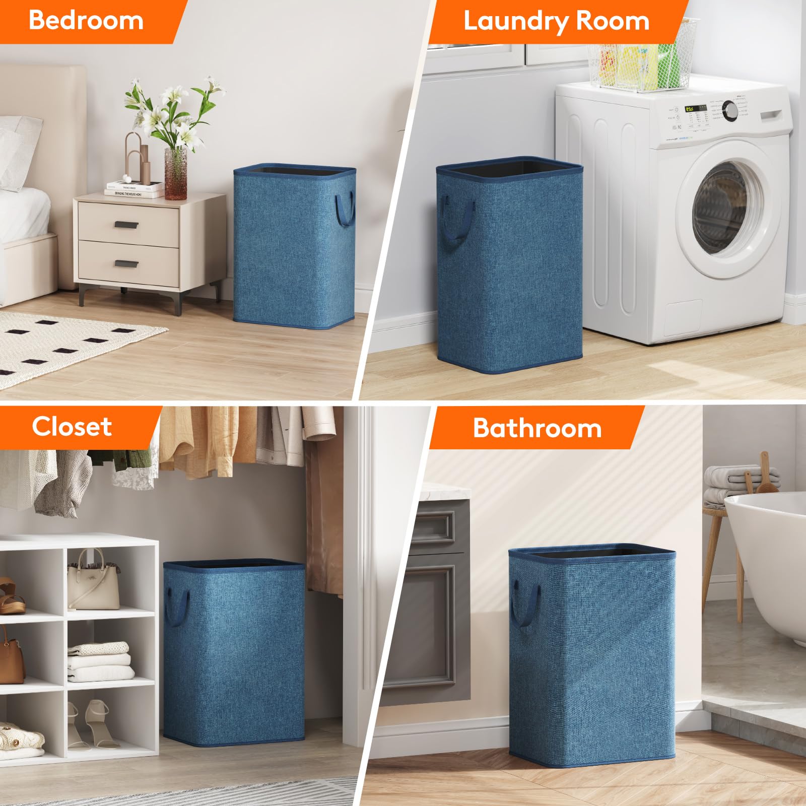 80L Large Laundry Basket with Handles