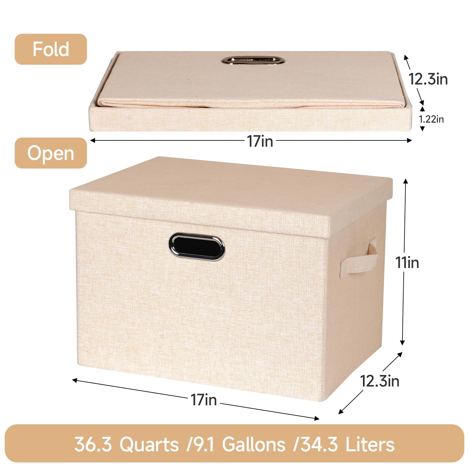 Storage Bins with Lids Fabric Closet Organizers Cubes Office Organization (3 Count)
