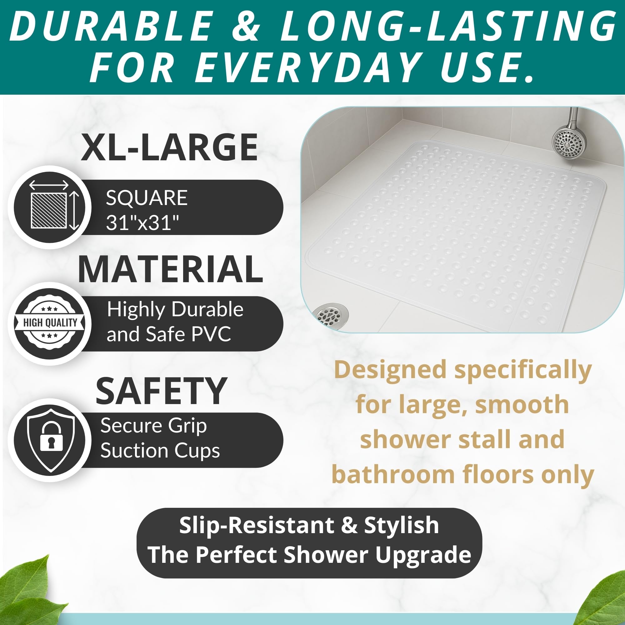 Extra Large Square Non Slip Shower Mat