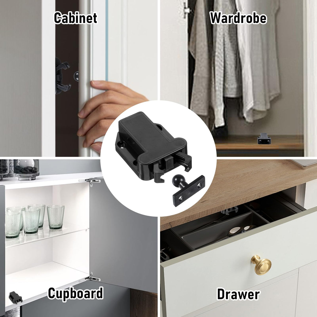 4Pack Push Latches for Cabinets (4 Count)