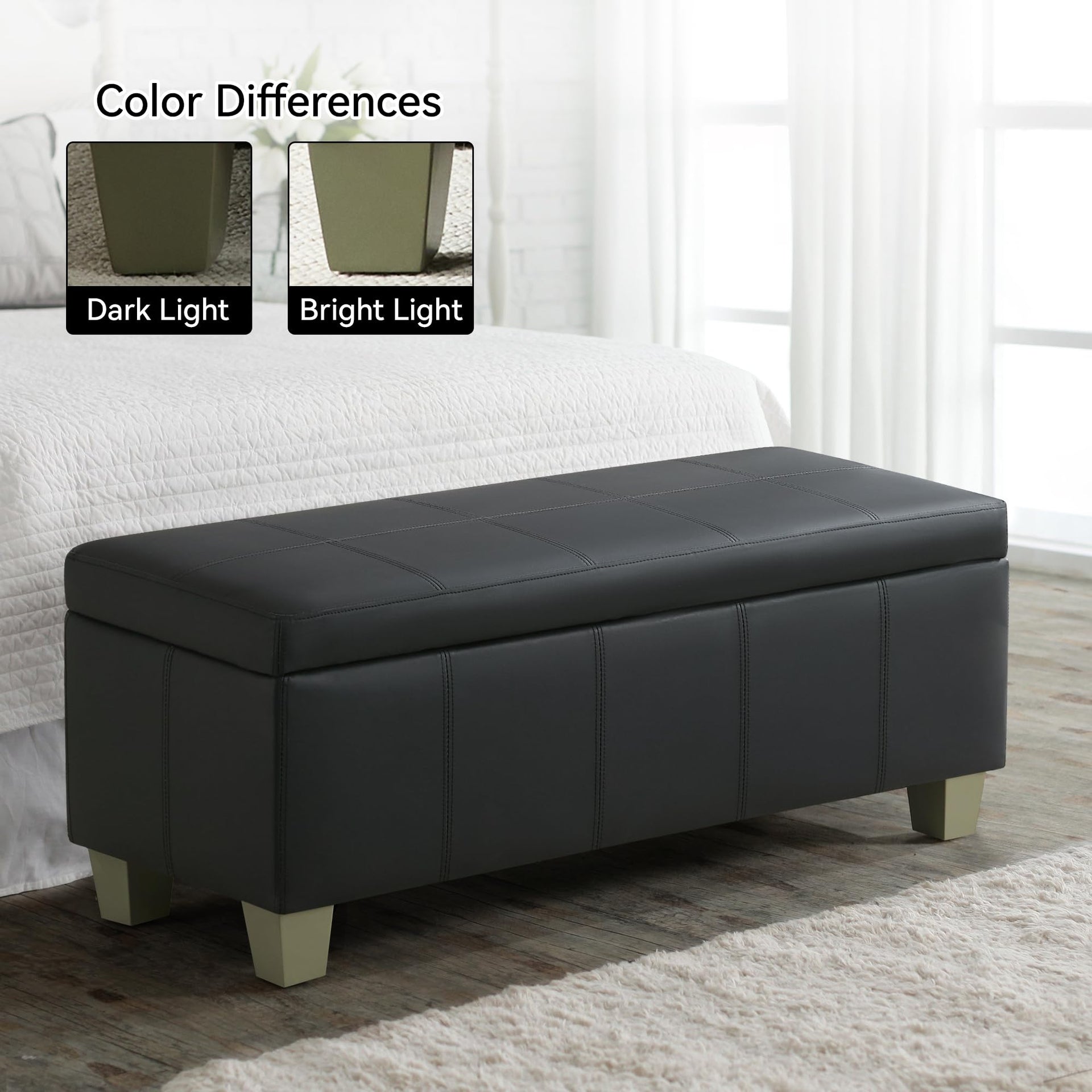 51" Faux Leather Storage Ottoman