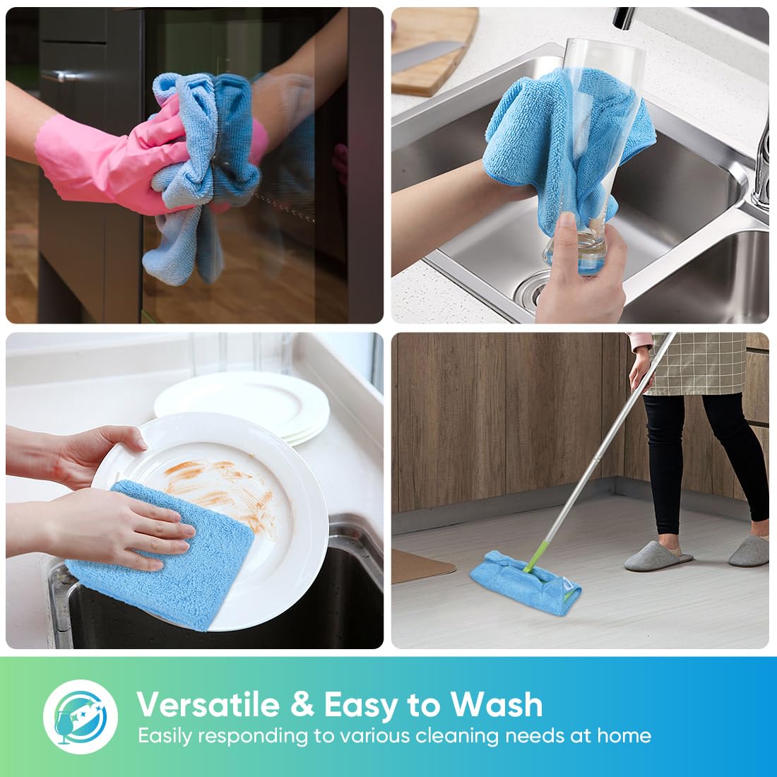 Blue Microfiber Cleaning Cloth (12 Count)