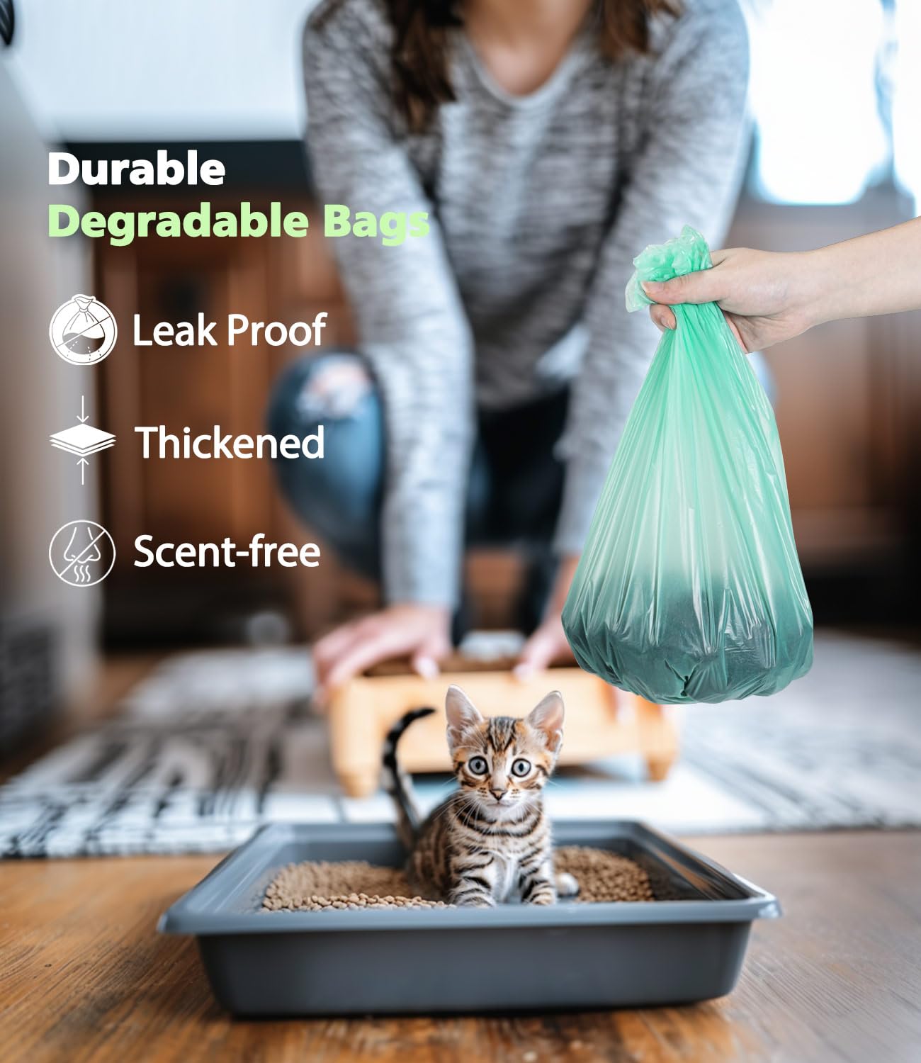 200PCS AYOTEE Compostable Trash Bags 1.2 Gallon Unscented Biodegradable Compost Bags (200 Count)