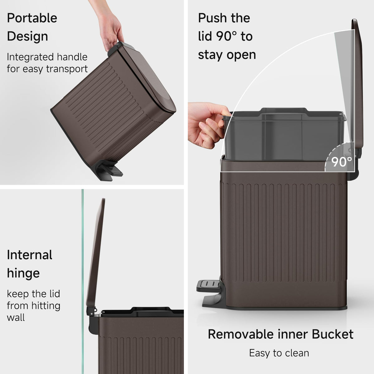 Slim Bathroom Trash Can with Lid Soft Close