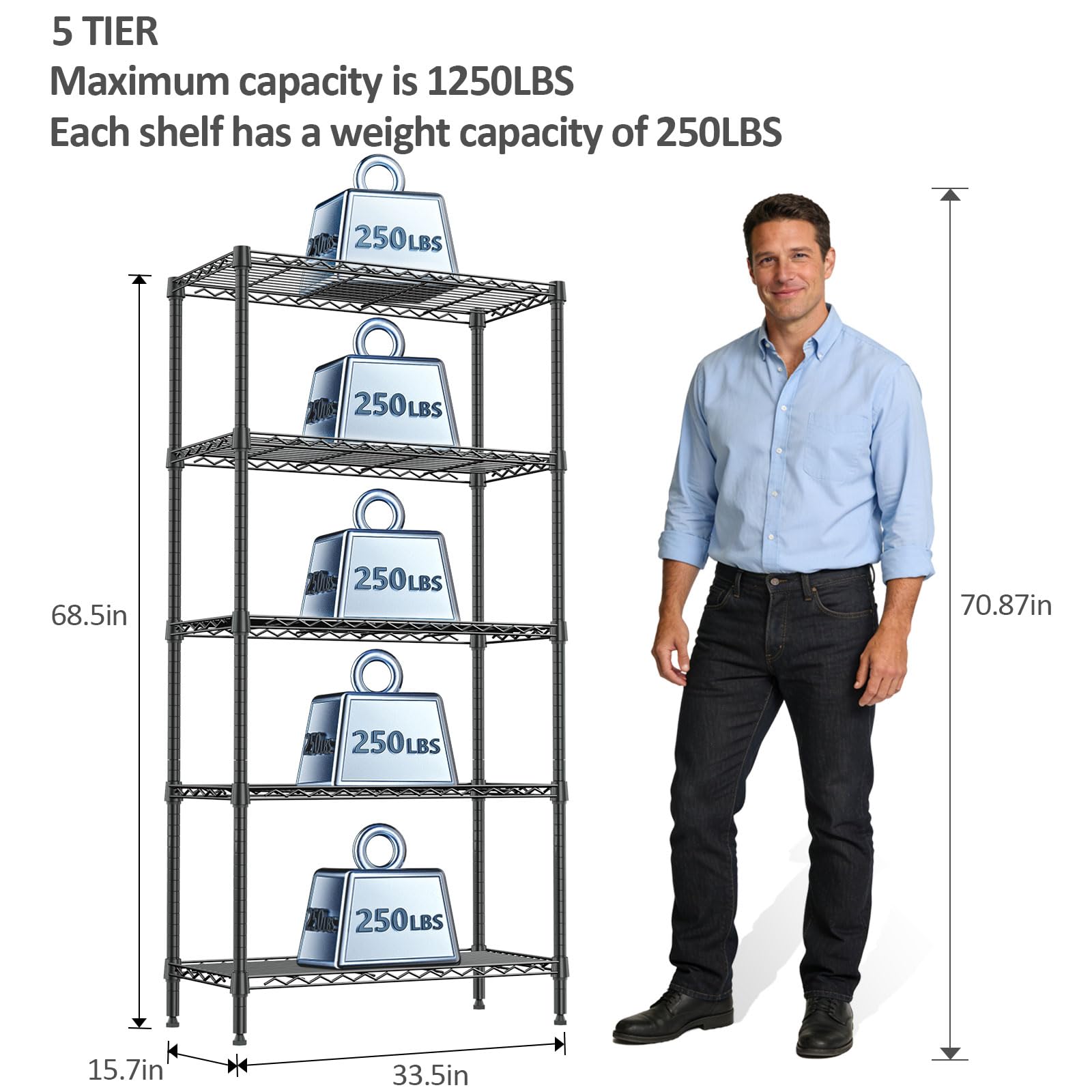 5 Tier Metal Shelving Unit