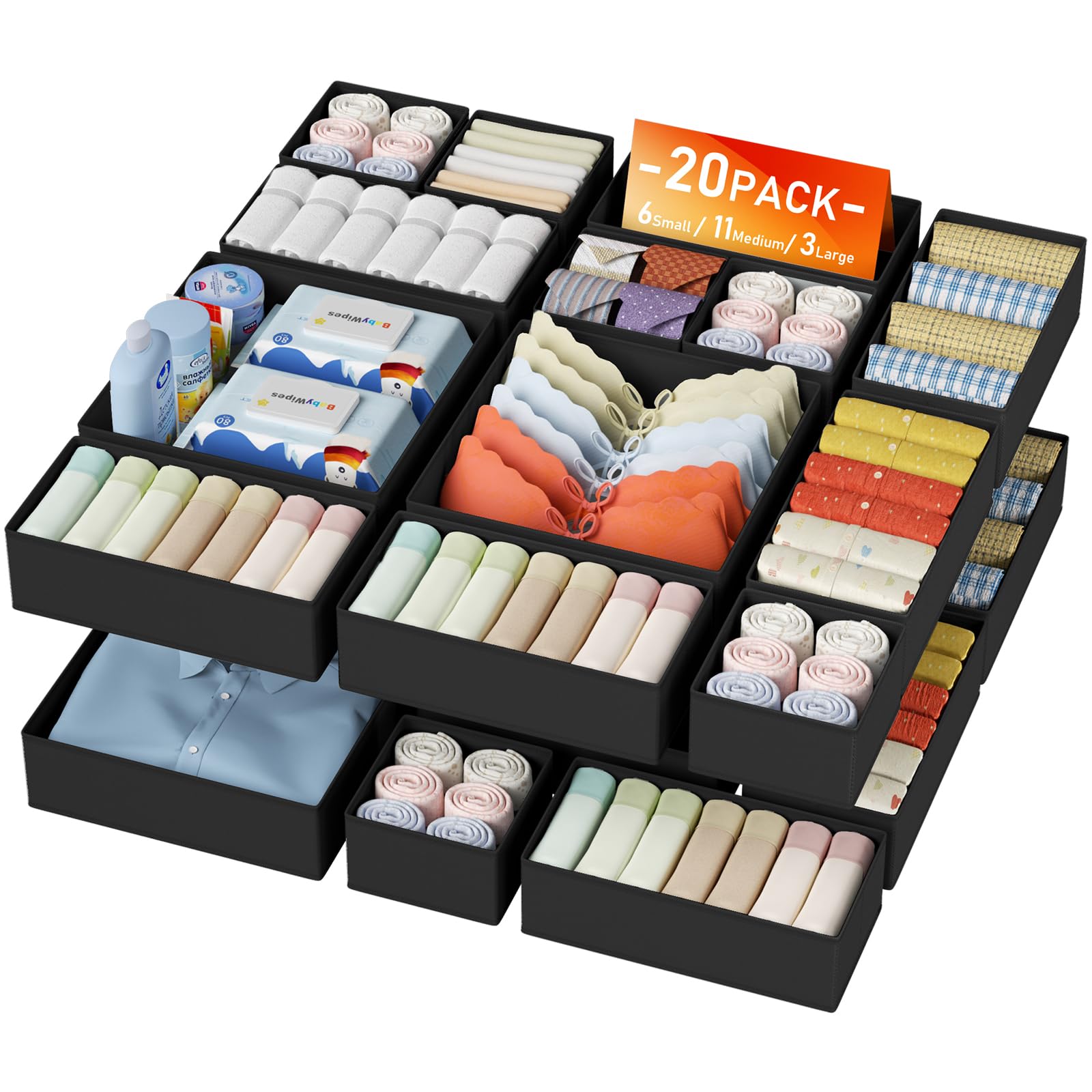 Drawer Organizer Clothes Storage (20 Count)