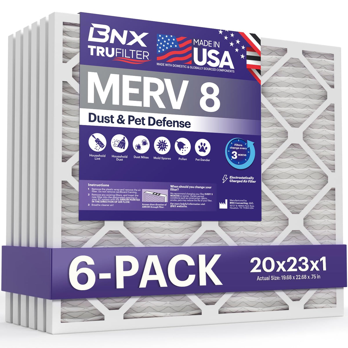 TruFilter 20x23x1 Air Filter MERV 8 (6 Count)