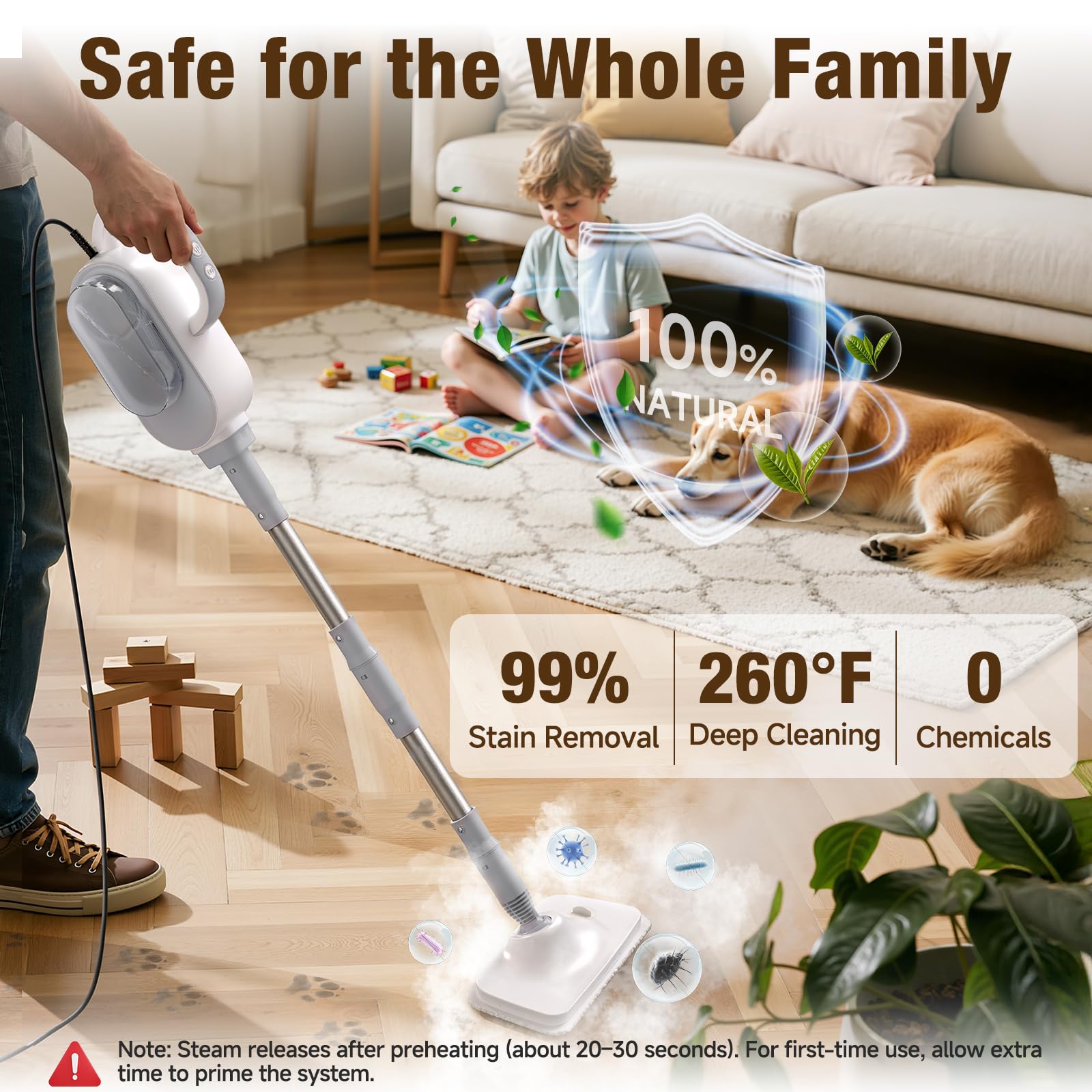 13-in-1 Steam Mop, Powerful Handheld Steam Cleaner with 13 Accessories