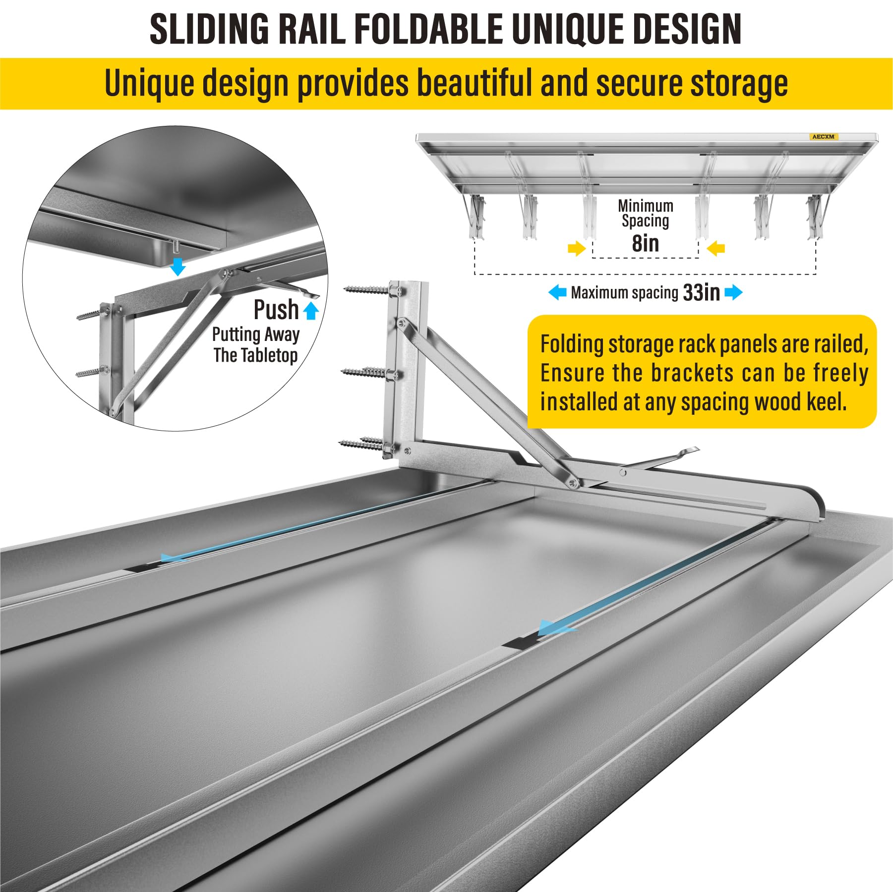 1.2x3ft Adjustable Rail Type Folding Storage Rack Shelf
