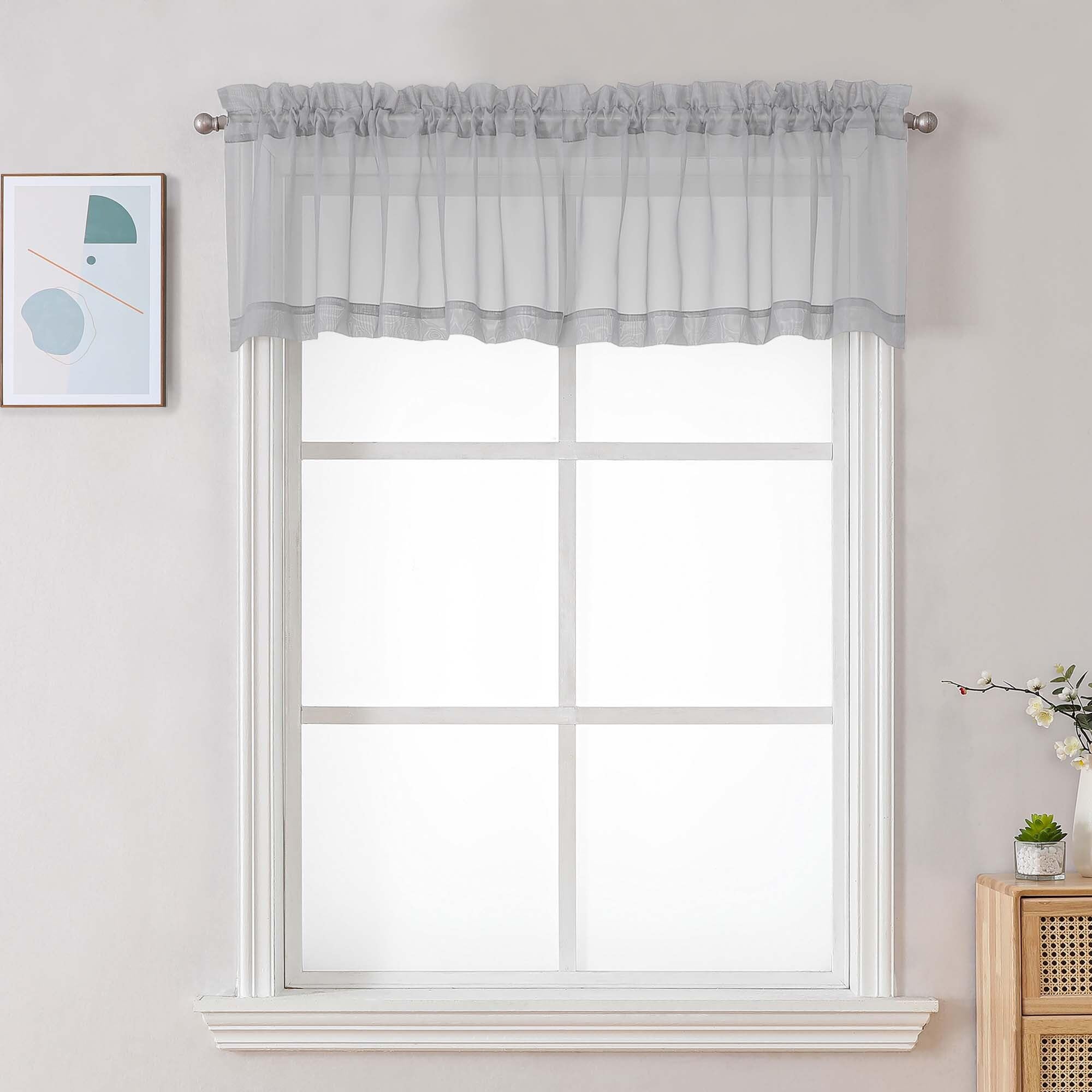 Light Grey Sheer Valances for Windows (2 Count)