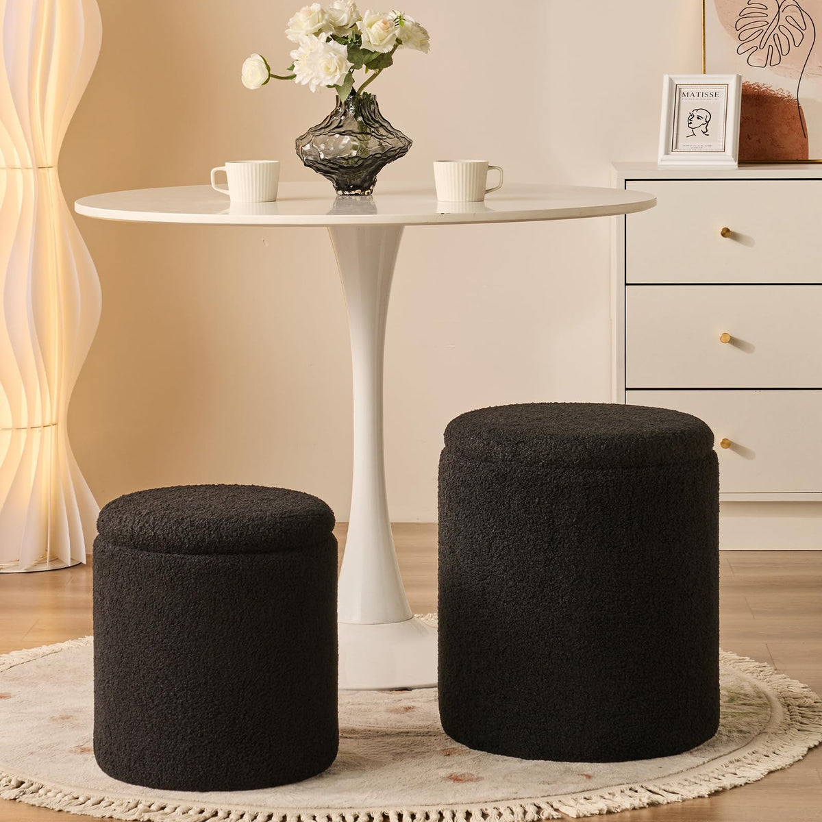 Set of 2 Round Storage Ottoman (2 Count)