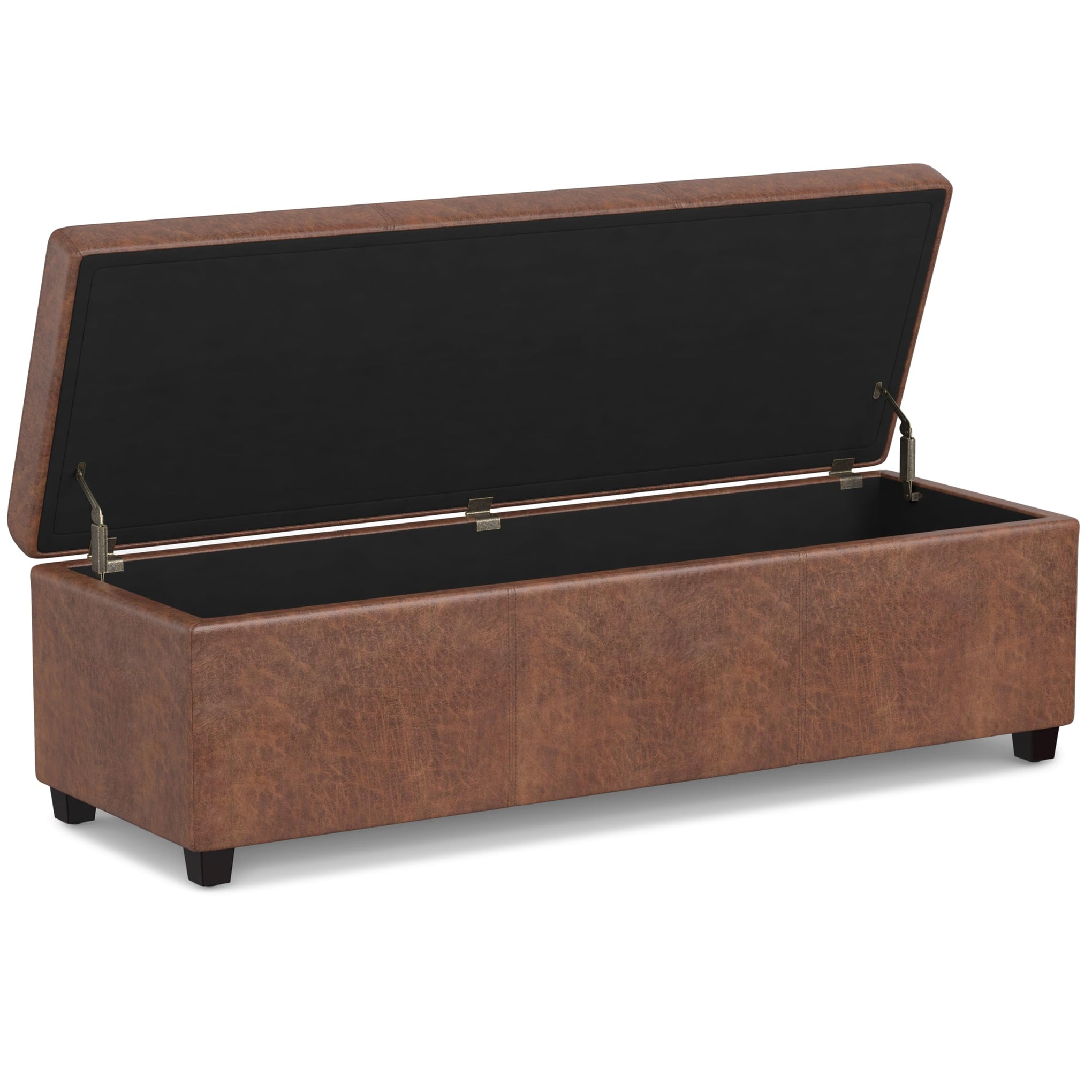 Avalon 54" Wide Vegan Leather Storage Ottoman in Brown