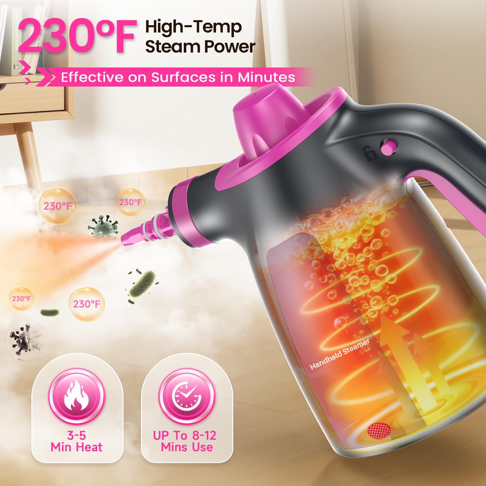 12Pcs Pressurized Handheld Steam Cleaner