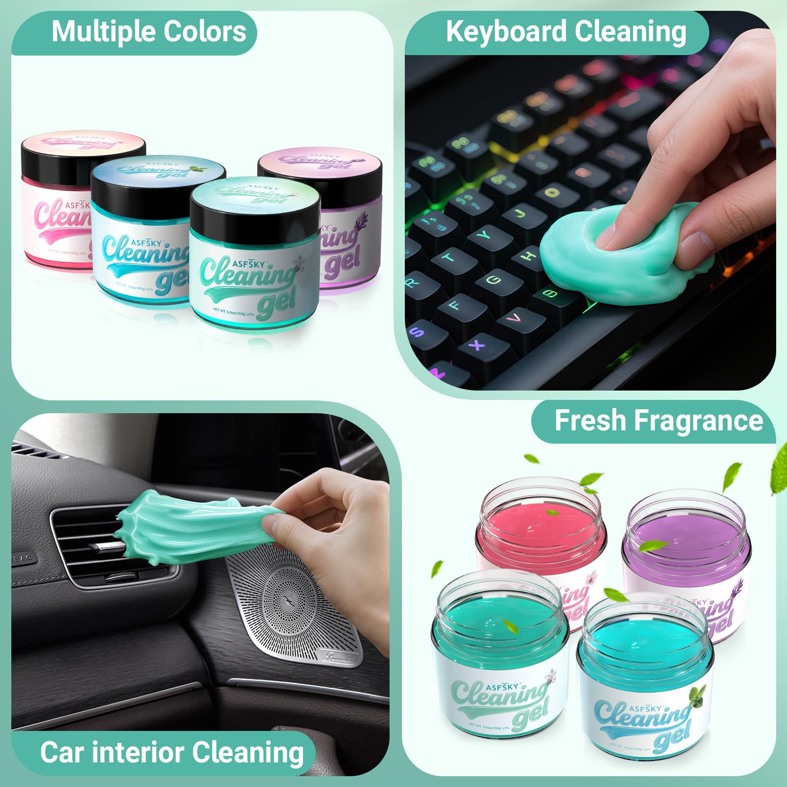 Car Cleaning Gel Universal Cleaning Putty Aromatherapy Scent 4 Pack (22.4 Fl Oz)