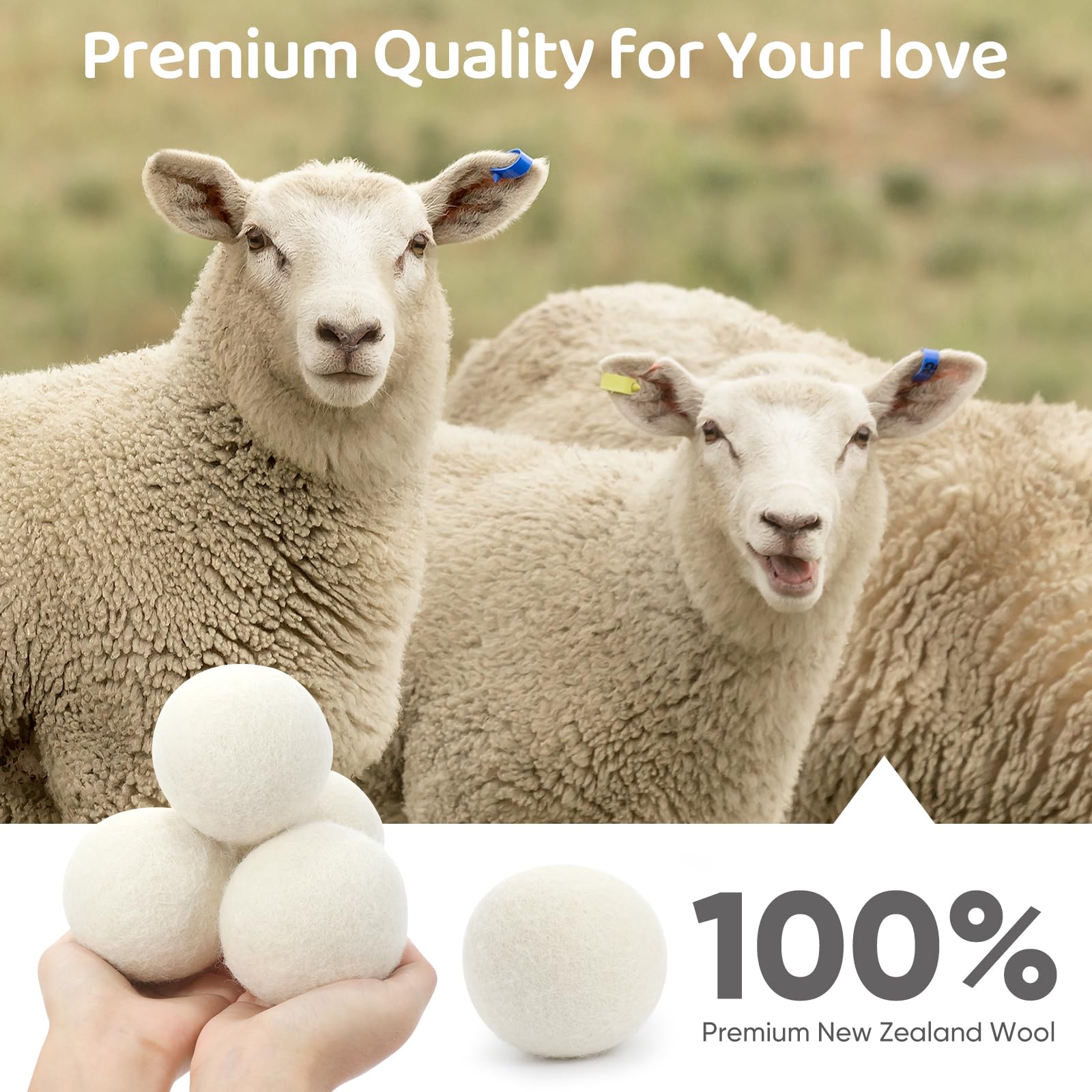 Wool Dryer Balls 6 Pack (6 Count)