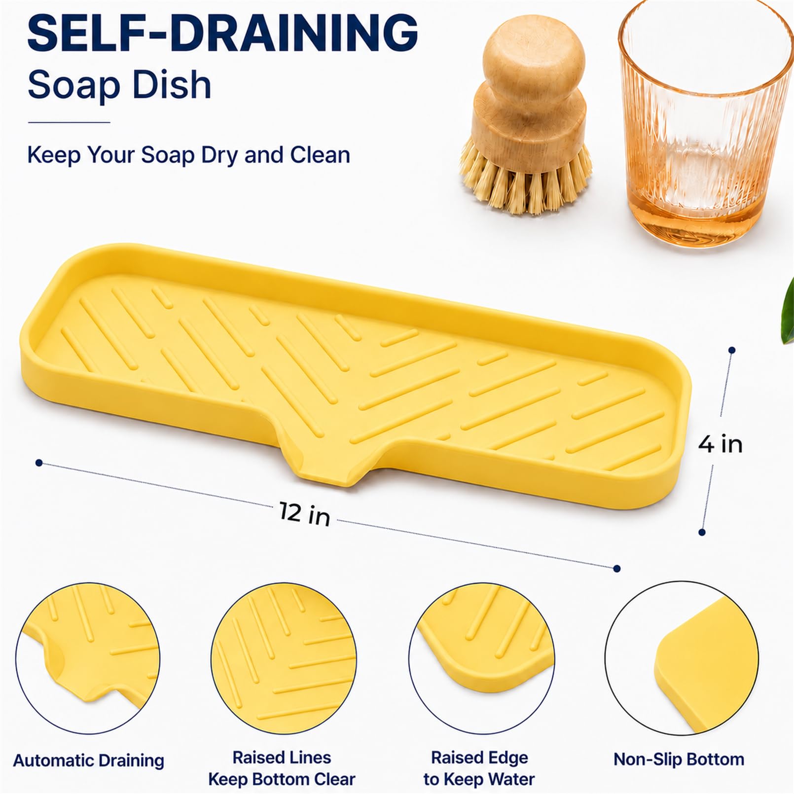 Silicone Soap Dish with Drain Spout
