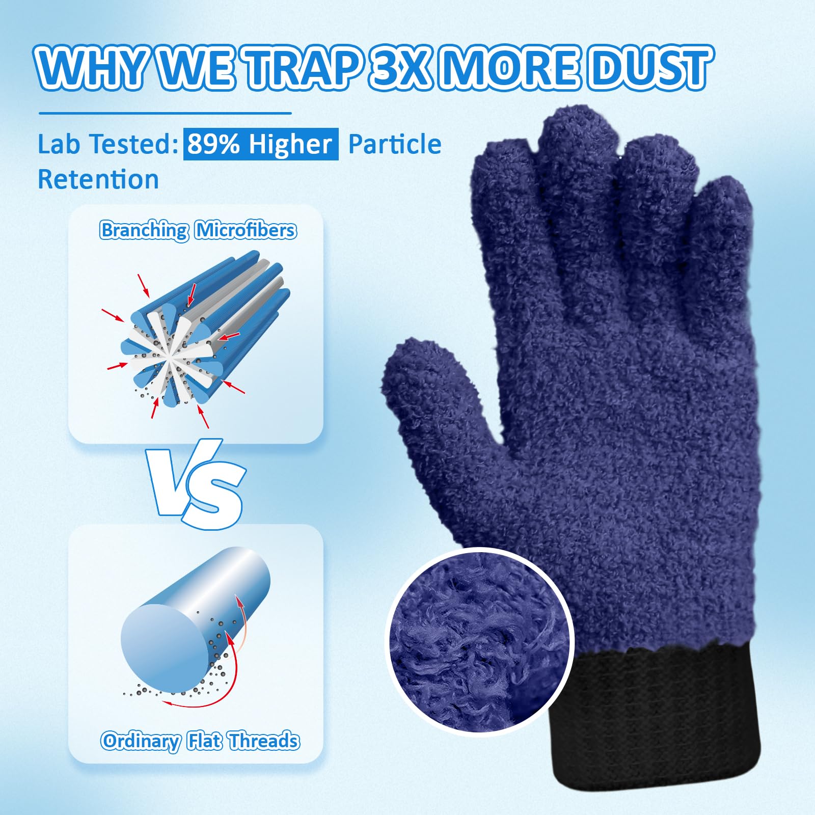 2 Pairs Microfiber Gloves (4 Count)