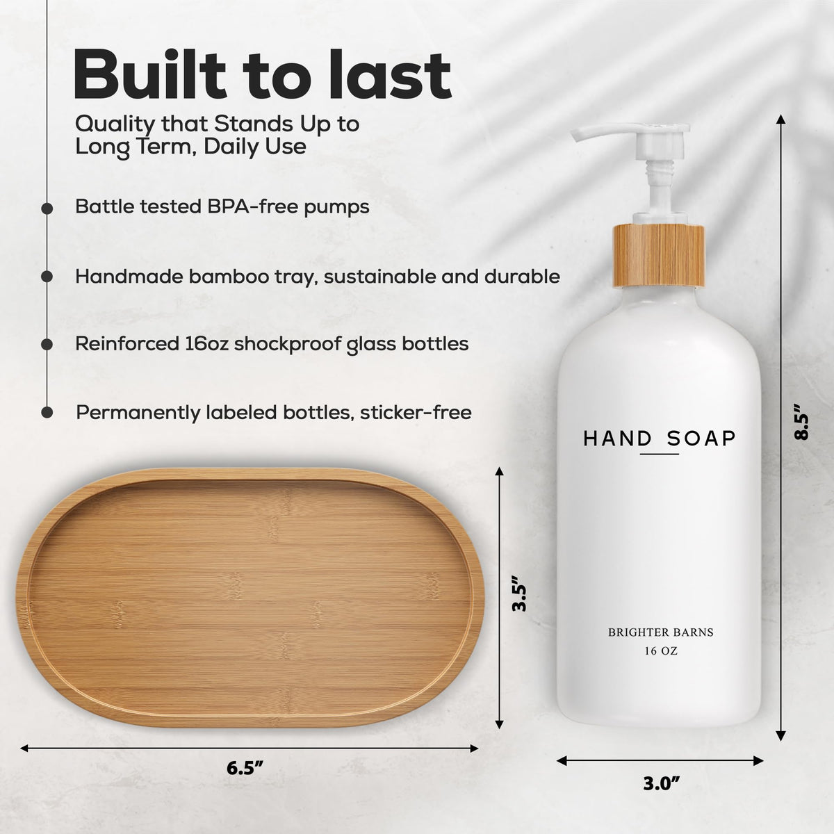 White Glass Hand and Dish Soap Dispenser Set by Brighter Barns (2 Count)