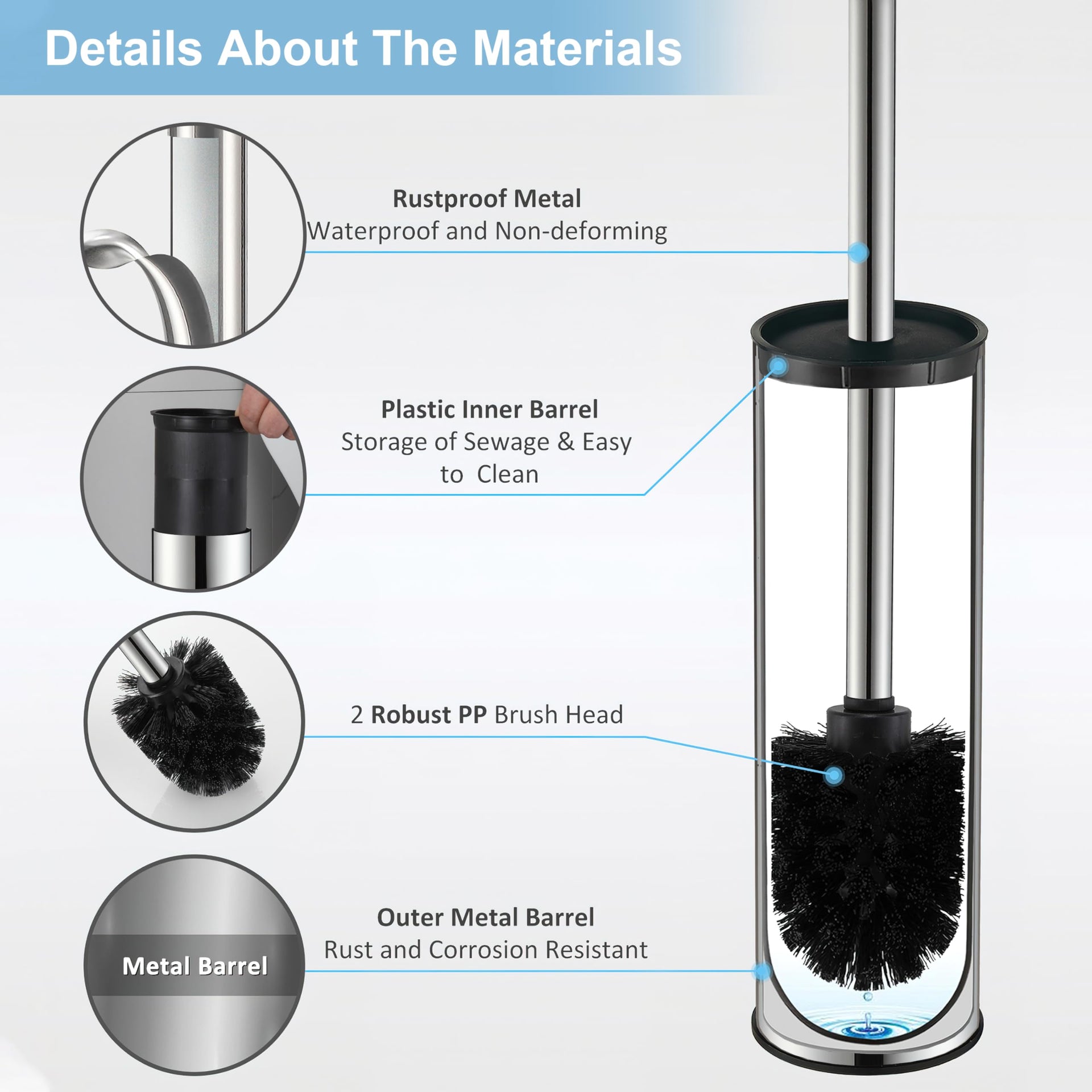 Chrome Toilet Brush and Holder