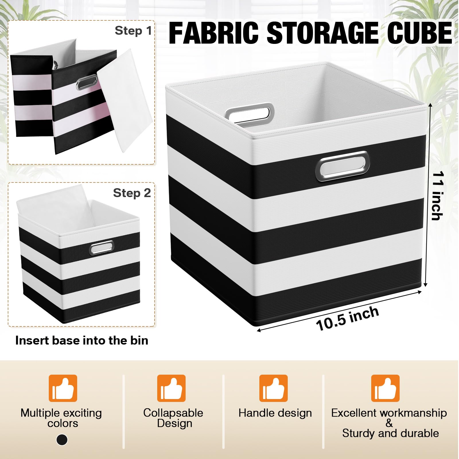 11 Inch 6 Pack Fabric Storage Cubes with Metal Handles (6 Count)