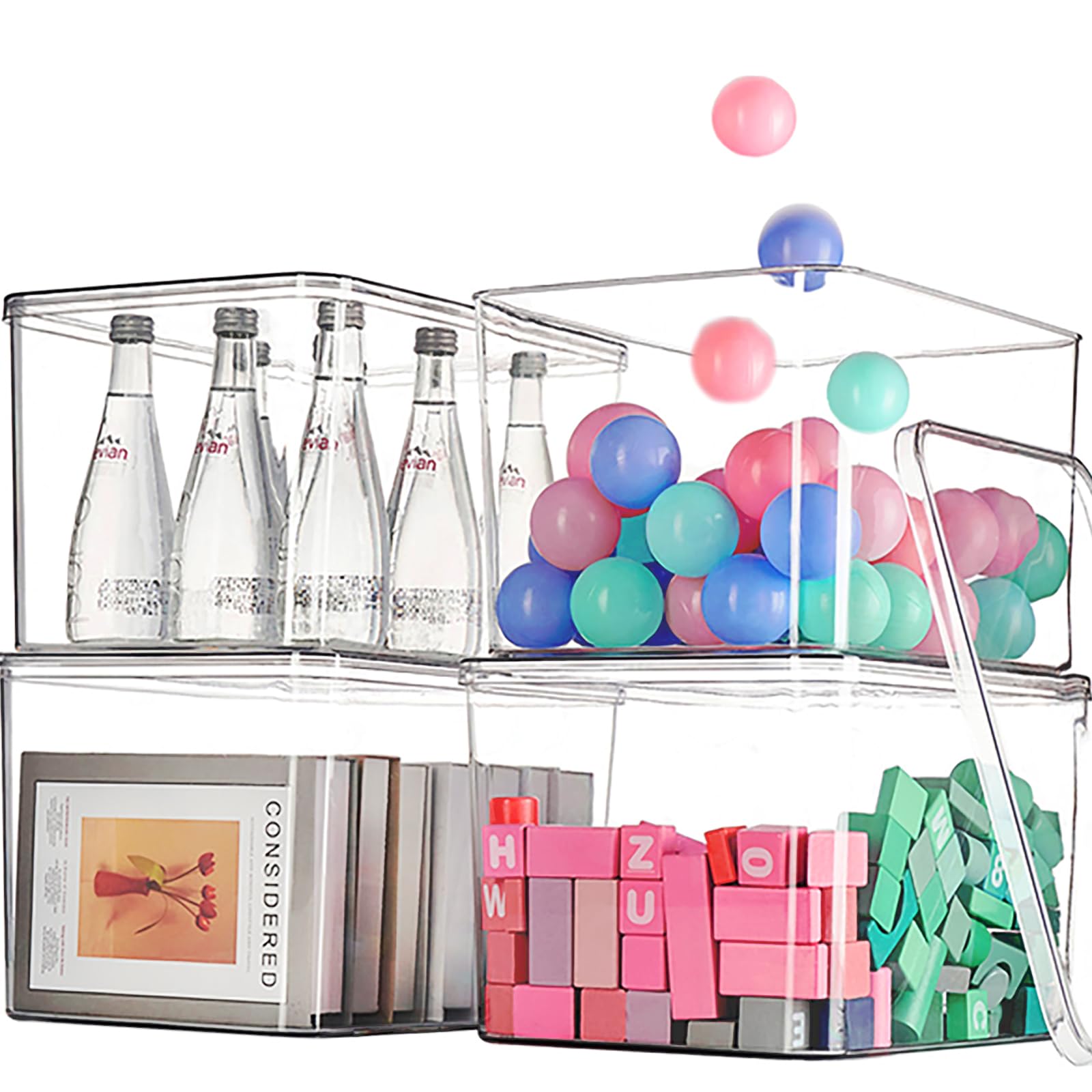 Clear plastic storage bins with LIDS (4 Count)